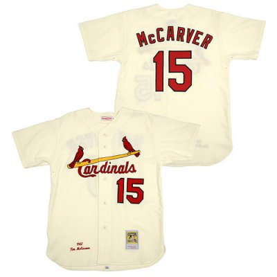 St. Louis Cardinals #15 Tim McCarver Home Jersey Mitchell andNess CREAM St. Louis Cardinals #15 Tim McCarver Home Jersey Mitchell andNess CREAM