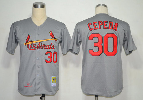 MLB Jerseys St. Louis Cardinals #30 Orlando Cepeda Grey M&N 1967 MLB Jerseys St. Louis Cardinals #30 Orlando Cepeda Grey M&N 1967