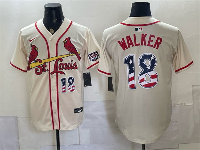 Men's St. Louis Cardinals #18 Jordan Walker Cream USA 250 Fourth of July Stitched Baseball Jersey