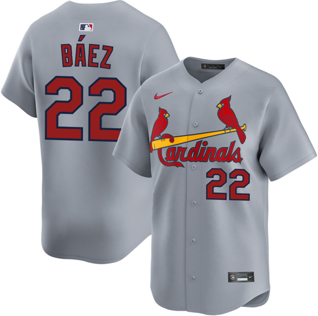 Men's St. Louis Cardinals #22 Joshua Báez Grey 2024 Away Limited Stitched Baseball Jersey