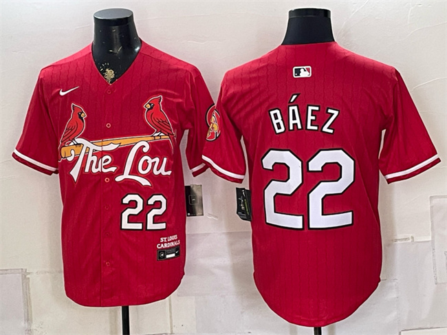 Men's St. Louis Cardinals #22 Joshua Báez Red 2024 City Connect Stitched Baseball Jersey