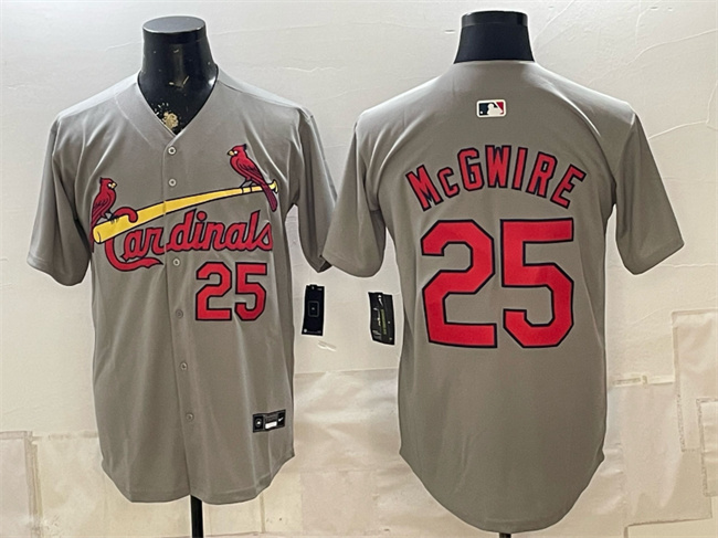 Men's St. Louis Cardinals #25 Mark McGwire Grey Alternate Limited Stitched Baseball Jersey