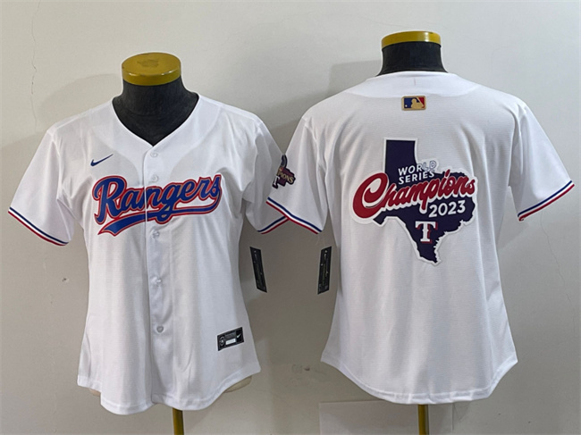Women's Texas Rangers Team Big Logo White Gold Stitched Baseball Jersey(Run Small) 2 Women's Texas Rangers Team Big Logo White Gold Stitched Baseball Jersey(Run Small) 2