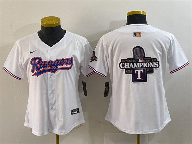 Women's Texas Rangers Team Big Logo White Gold Stitched Baseball Jersey(Run Small) 1 Women's Texas Rangers Team Big Logo White Gold Stitched Baseball Jersey(Run Small) 1