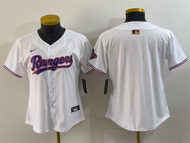 Women's Texas Rangers Blank White Gold Stitched Baseball Jersey(Run Small) Women's Texas Rangers Blank White Gold Stitched Baseball Jersey(Run Small)
