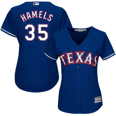 Rangers #35 Cole Hamels Blue Alternate Women's Stitched MLB Jersey
