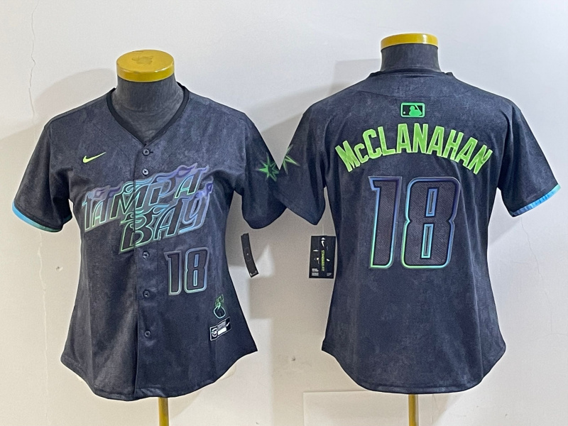 Women's Tampa Bay Rays #18 Shane McClanahan Charcoal 2024 City Connect Limited jerseys 4 Women's Tampa Bay Rays #18 Shane McClanahan Charcoal 2024 City Connect Limited jerseys 4