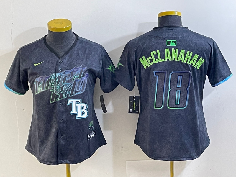 Women's Tampa Bay Rays #18 Shane McClanahan Charcoal 2024 City Connect Limited jerseys 2 Women's Tampa Bay Rays #18 Shane McClanahan Charcoal 2024 City Connect Limited jerseys 2