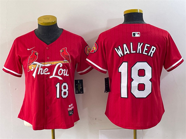 Women's St. Louis Cardinals #18 Jordan Walker Red 2024 City Connect Limited Stitched Baseball Jersey(Run Small) Women's St. Louis Cardinals #18 Jordan Walker Red 2024 City Connect Limited Stitched Baseball Jersey(Run Small)