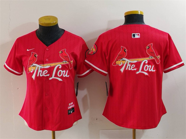 Women's St. Louis Cardinals Team Big Logo Red 2024 City Connect Limited Stitched Baseball Jersey(Run Small) 1 Women's St. Louis Cardinals Team Big Logo Red 2024 City Connect Limited Stitched Baseball Jersey(Run Small) 1