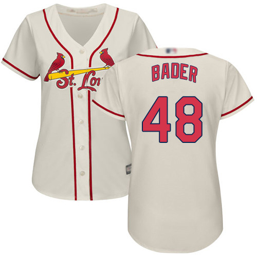 Cardinals #48 Harrison Bader Cream Alternate Women's Stitched Baseball Jersey Cardinals #48 Harrison Bader Cream Alternate Women's Stitched Baseball Jersey