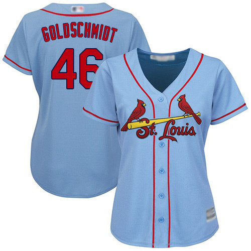 Cardinals #46 Paul Goldschmidt Light Blue Alternate Women's Stitched Baseball Jersey Cardinals #46 Paul Goldschmidt Light Blue Alternate Women's Stitched Baseball Jersey