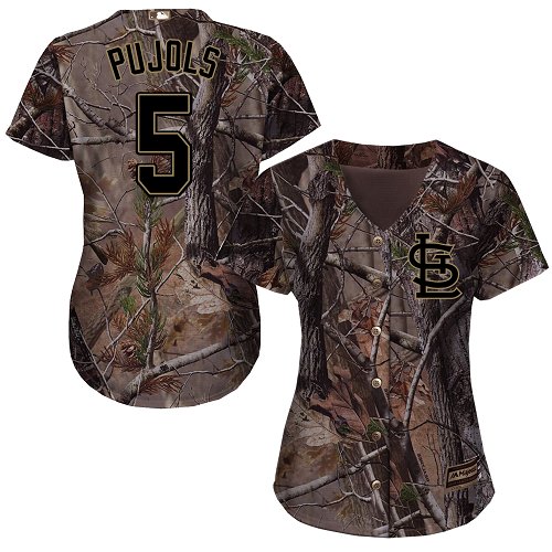 Cardinals #5 Albert Pujols Camo Realtree Collection Cool Base Women's Stitched Baseball Jersey Cardinals #5 Albert Pujols Camo Realtree Collection Cool Base Women's Stitched Baseball Jersey