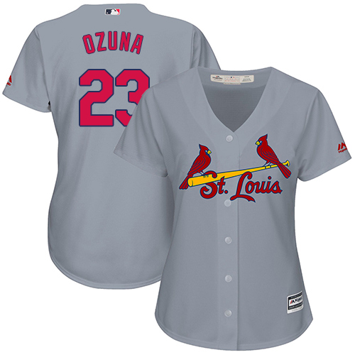 Cardinals #23 Marcell Ozuna Grey Road Women's Stitched MLB Jersey Cardinals #23 Marcell Ozuna Grey Road Women's Stitched MLB Jersey