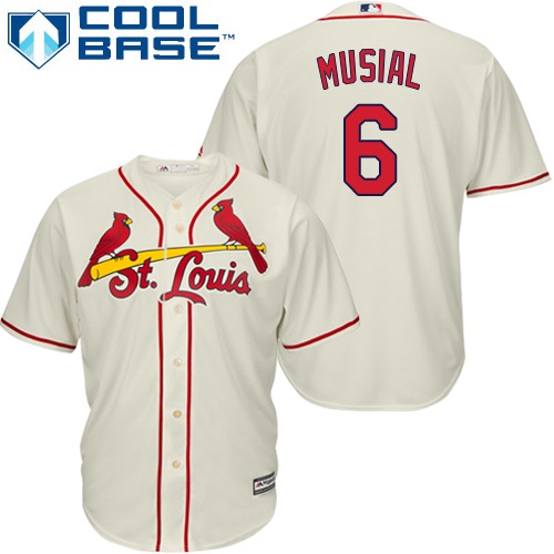Cardinals #6 Stan Musial Cream Cool Base Stitched Youth MLB Jersey Cardinals #6 Stan Musial Cream Cool Base Stitched Youth MLB Jersey
