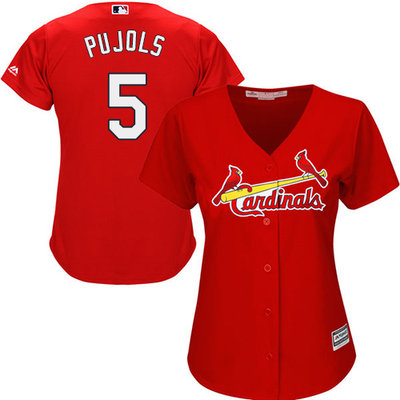Cardinals #5 Albert Pujols Red Alternate Women's Stitched MLB Jersey Cardinals #5 Albert Pujols Red Alternate Women's Stitched MLB Jersey