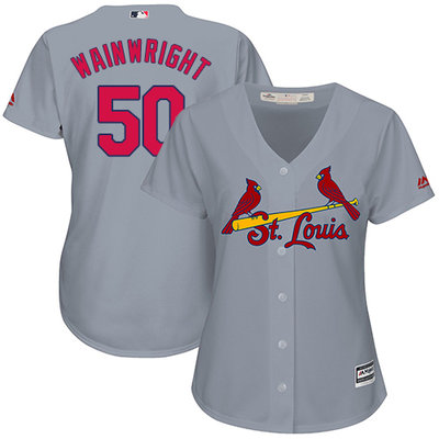 Cardinals #50 Adam Wainwright Grey Road Women's Stitched MLB Jersey Cardinals #50 Adam Wainwright Grey Road Women's Stitched MLB Jersey