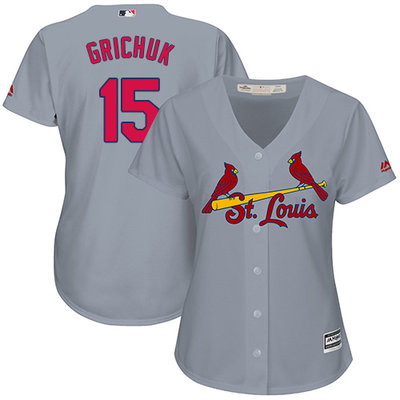 Cardinals #15 Randal Grichuk Grey Road Women's Stitched MLB Jersey
