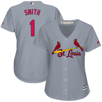 Cardinals #1 Ozzie Smith Grey Road Women's Stitched MLB Jersey Cardinals #1 Ozzie Smith Grey Road Women's Stitched MLB Jersey
