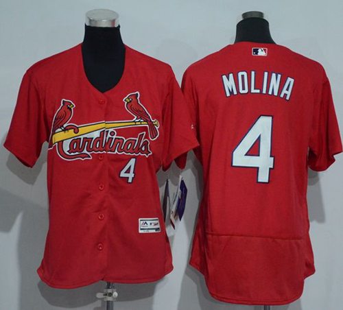 Cardinals #4 Yadier Molina Red Flexbase Authentic Women's Stitched MLB Jersey Cardinals #4 Yadier Molina Red Flexbase Authentic Women's Stitched MLB Jersey
