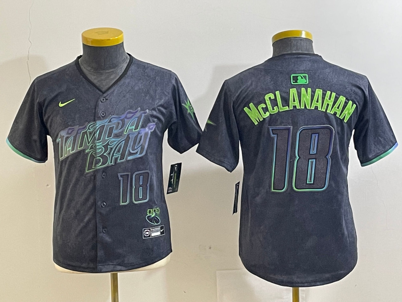 Youth Tampa Bay Rays #18 Shane McClanahan Charcoal 2024 City Connect Limited jerseys 5 Youth Tampa Bay Rays #18 Shane McClanahan Charcoal 2024 City Connect Limited jerseys 5