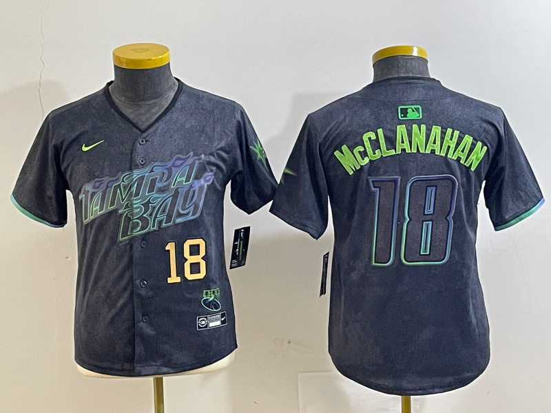Youth Tampa Bay Rays #18 Shane McClanahan Charcoal 2024 City Connect Limited jerseys 3 Youth Tampa Bay Rays #18 Shane McClanahan Charcoal 2024 City Connect Limited jerseys 3