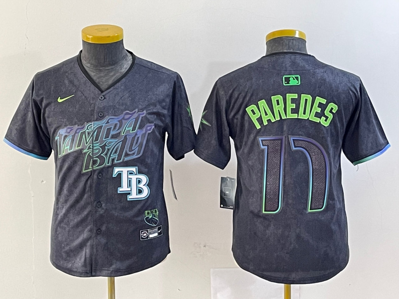 Youth Tampa Bay Rays #17 Isaac Paredes Charcoal 2024 City Connect Limited Stitched Baseball Jersey 3 Youth Tampa Bay Rays #17 Isaac Paredes Charcoal 2024 City Connect Limited Stitched Baseball Jersey 3