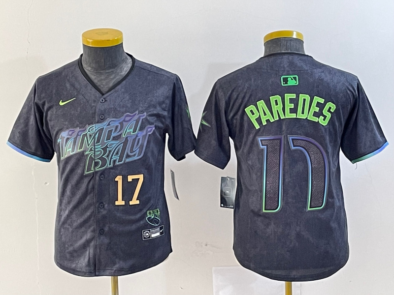Youth Tampa Bay Rays #17 Isaac Paredes Charcoal 2024 City Connect Limited Stitched Baseball Jersey 1 Youth Tampa Bay Rays #17 Isaac Paredes Charcoal 2024 City Connect Limited Stitched Baseball Jersey 1
