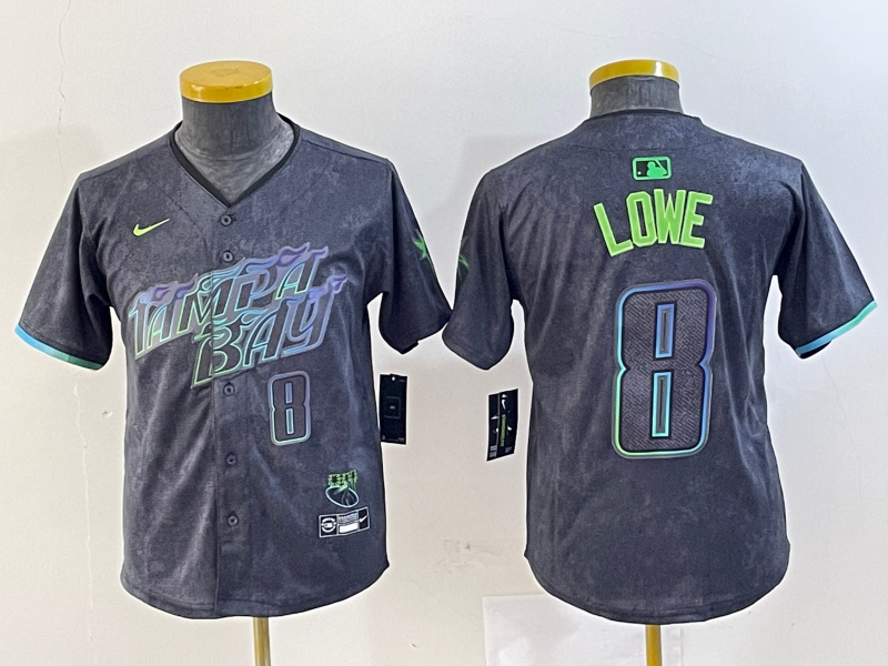 Youth Tampa Bay Rays #8 Brandon Lowe Charcoal 2024 City Connect Limited Stitched Baseball Jerseys 1 Youth Tampa Bay Rays #8 Brandon Lowe Charcoal 2024 City Connect Limited Stitched Baseball Jerseys 1