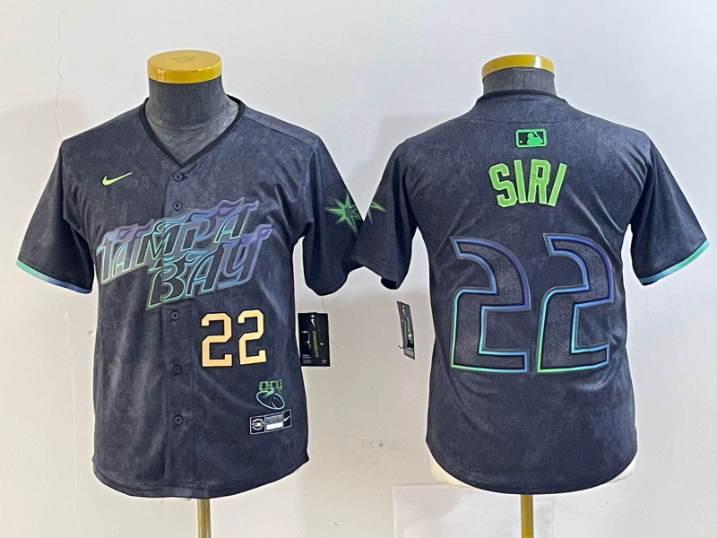 Youth Tampa Bay Rays #22 Jose Siri Charcoal 2024 City Connect Limited Stitched Baseball Jersey 4 Youth Tampa Bay Rays #22 Jose Siri Charcoal 2024 City Connect Limited Stitched Baseball Jersey 4