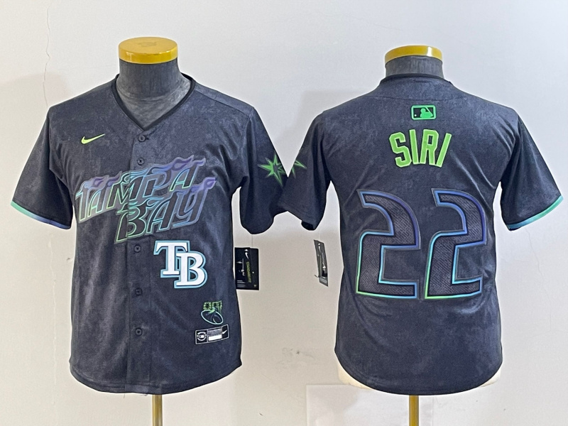 Youth Tampa Bay Rays #22 Jose Siri Charcoal 2024 City Connect Limited Stitched Baseball Jersey 1 Youth Tampa Bay Rays #22 Jose Siri Charcoal 2024 City Connect Limited Stitched Baseball Jersey 1