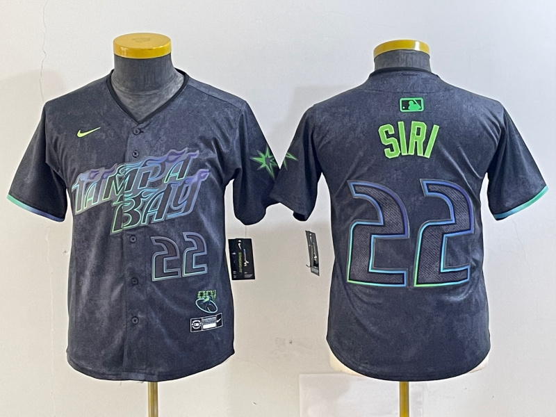 Youth Tampa Bay Rays #22 Jose Siri Charcoal 2024 City Connect Limited Stitched Baseball Jersey Youth Tampa Bay Rays #22 Jose Siri Charcoal 2024 City Connect Limited Stitched Baseball Jersey