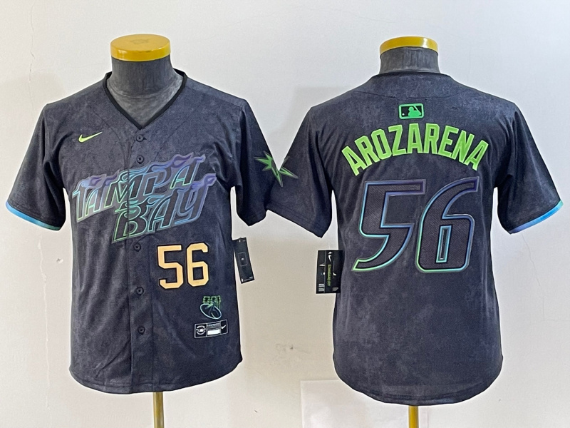 Youth Tampa Bay Rays #56 Randy Arozarena Charcoal 2024 City Connect Limited Stitched Baseball Jersey 7 Youth Tampa Bay Rays #56 Randy Arozarena Charcoal 2024 City Connect Limited Stitched Baseball Jersey 7