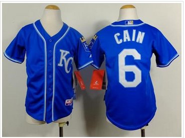 Youth Baseball Royals #6 Lorenzo Cain Blue Alternate 2 Cool Base Stitched Jersey
