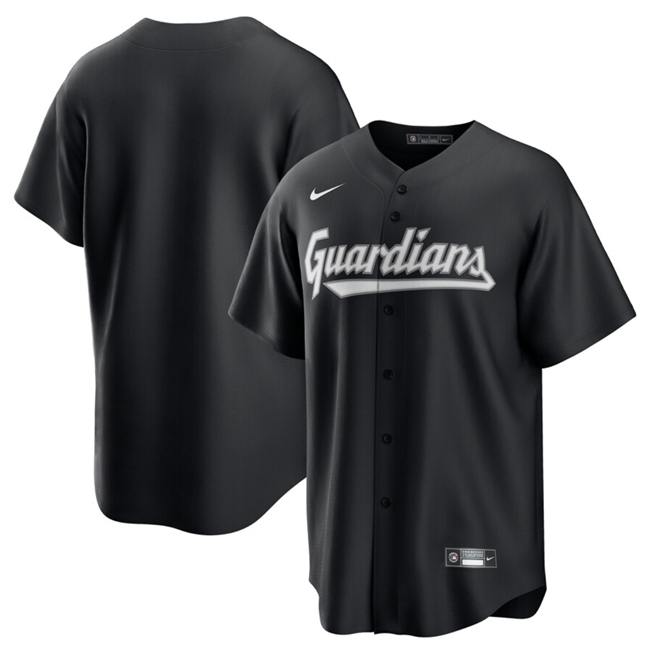 Men's Cleveland Guardians Blank Black Lights Out Limited Stitched Baseball Jersey Men's Cleveland Guardians Blank Black Lights Out Limited Stitched Baseball Jersey