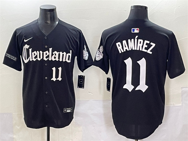 Men's Cleveland Guardians #11 José Ramírez Black Gothic Vapor Premier Limited Stitched Baseball Jersey Men's Cleveland Guardians #11 José Ramírez Black Gothic Vapor Premier Limited Stitched Baseball Jersey
