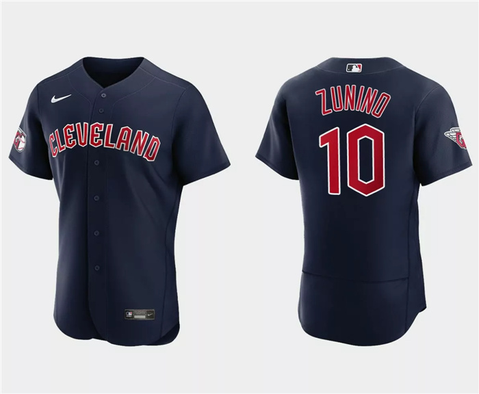 Men's Cleveland Guardians #10 Mike Zunino Navy Flex Base Stitched Jersey Men's Cleveland Guardians #10 Mike Zunino Navy Flex Base Stitched Jersey