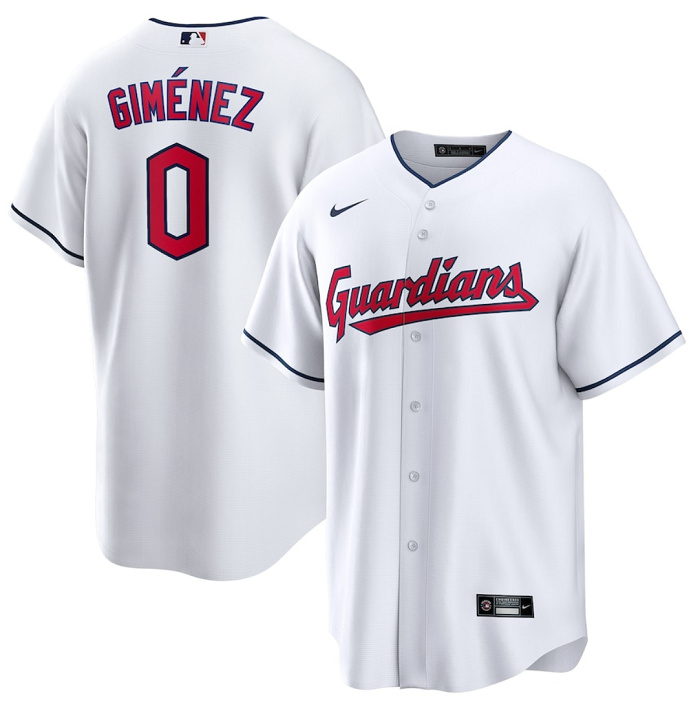 Men's Cleveland Guardians #0 Andrés Giménez White Cool Base Stitched Jersey Men's Cleveland Guardians #0 Andrés Giménez White Cool Base Stitched Jersey