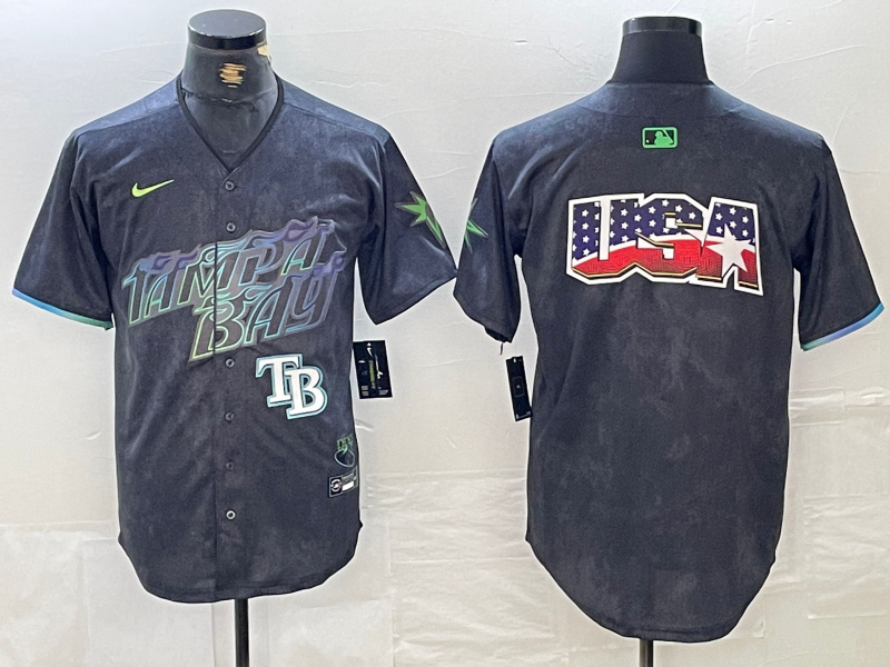 Men's Tampa Bay Rays Team Big Logo Charcoal 2024 City Connect Limited Stitched Baseball Jersey 3 Men's Tampa Bay Rays Team Big Logo Charcoal 2024 City Connect Limited Stitched Baseball Jersey 3