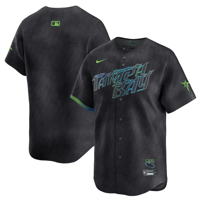 Men's Tampa Bay Rays Blank Charcoal 2024 City Connect Limited Stitched Baseball Jersey Men's Tampa Bay Rays Blank Charcoal 2024 City Connect Limited Stitched Baseball Jersey