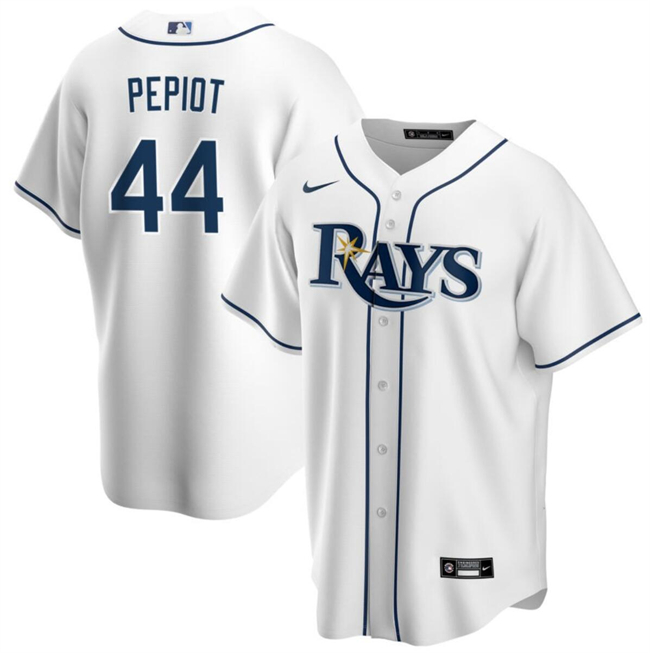 Men's Tampa Bay Rays #44 Ryan Pepiot White Cool Base Stitched Baseball Jersey Men's Tampa Bay Rays #44 Ryan Pepiot White Cool Base Stitched Baseball Jersey