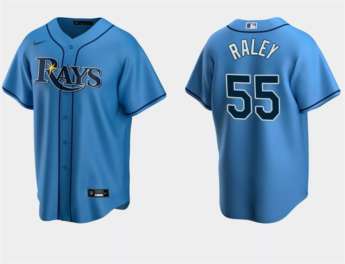 Men's Tampa Bay Rays #55 Luke Raley Light Blue Cool Base Stitched Baseball Jersey Men's Tampa Bay Rays #55 Luke Raley Light Blue Cool Base Stitched Baseball Jersey