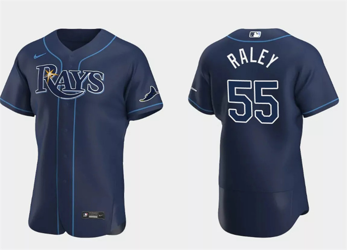 Men's Tampa Bay Rays #55 Luke Raley Navy Flex Base Stitched Jersey Men's Tampa Bay Rays #55 Luke Raley Navy Flex Base Stitched Jersey