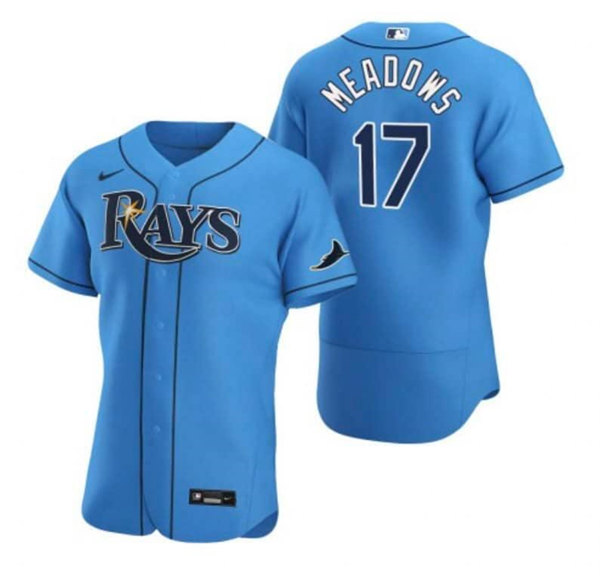 Men's Tampa Bay Rays #17 Austin Meadows Blue Flex Base Stitched Jersey Men's Tampa Bay Rays #17 Austin Meadows Blue Flex Base Stitched Jersey