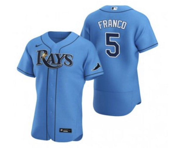 Men's Tampa Bay Rays #5 Wander Franco Blue Flex Base Stitched Jersey Men's Tampa Bay Rays #5 Wander Franco Blue Flex Base Stitched Jersey