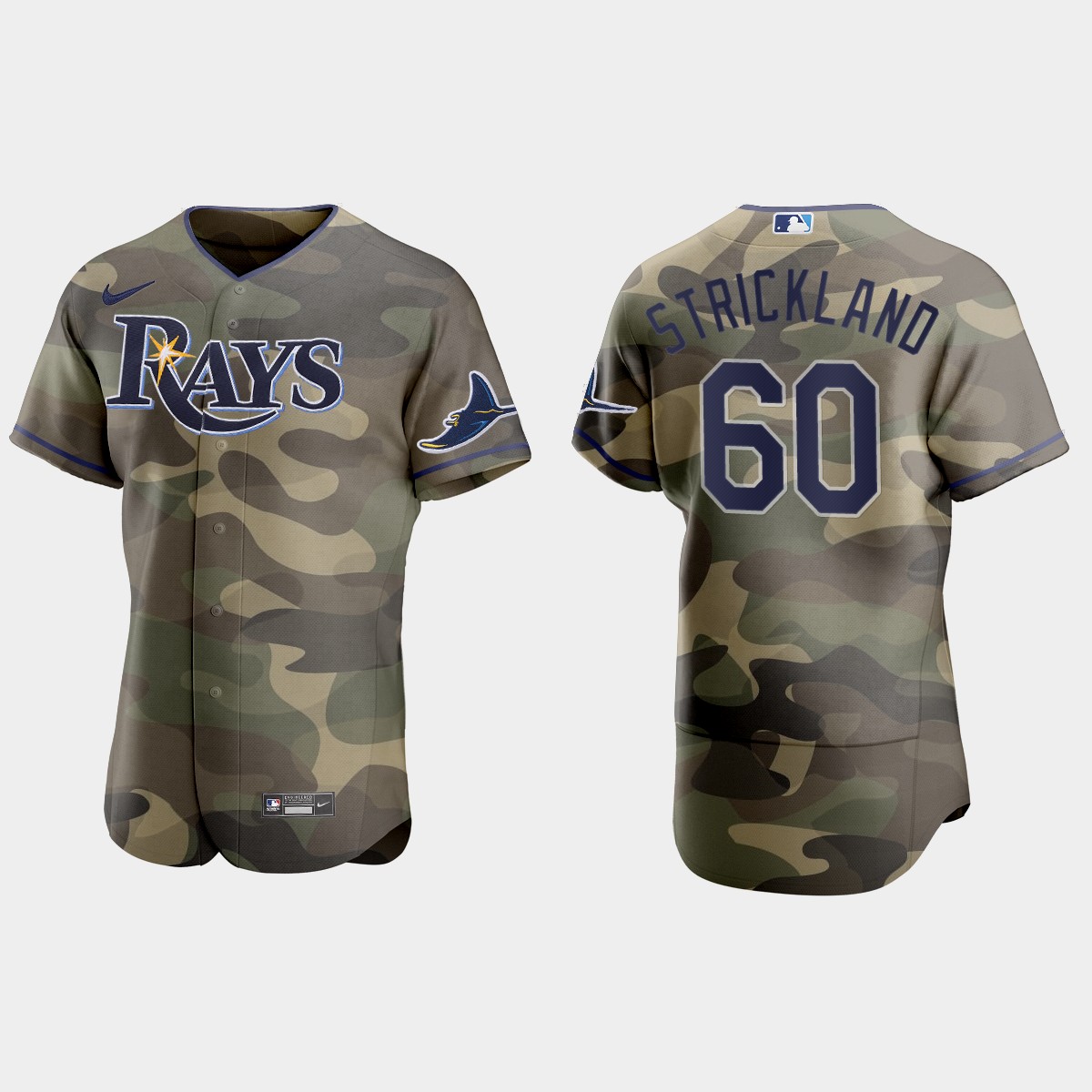 Tampa Bay Rays #60 Hunter Strickland Men's Nike 2021 Armed Forces Day Authentic MLB Jersey -Camo Tampa Bay Rays #60 Hunter Strickland Men's Nike 2021 Armed Forces Day Authentic MLB Jersey -Camo