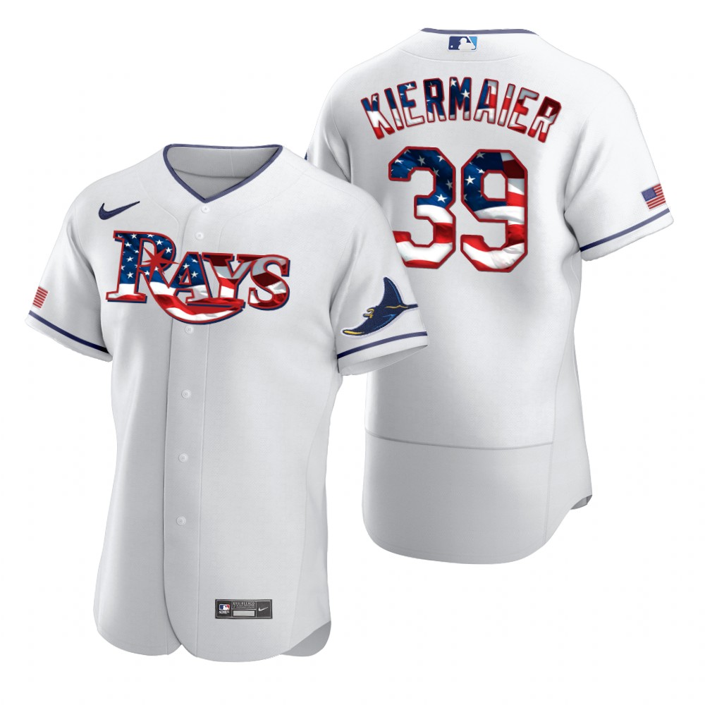 Tampa Bay Rays #39 Kevin Kiermaier Men's Nike White Fluttering USA Flag Limited Edition Authentic MLB Jersey Tampa Bay Rays #39 Kevin Kiermaier Men's Nike White Fluttering USA Flag Limited Edition Authentic MLB Jersey