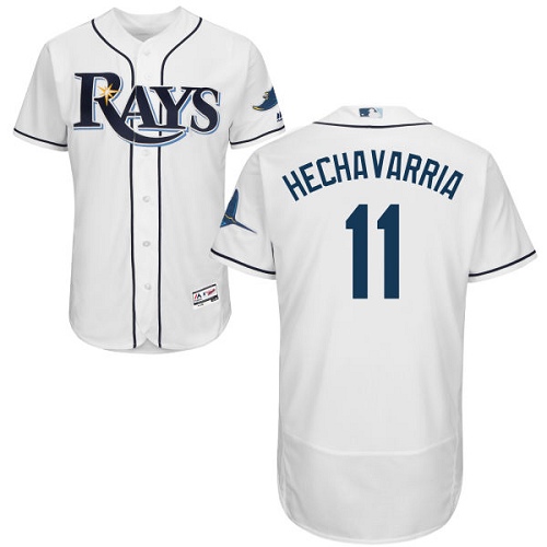 Rays #11 Adeiny Hechavarria White Flexbase Authentic Collection Stitched Baseball Jersey Rays #11 Adeiny Hechavarria White Flexbase Authentic Collection Stitched Baseball Jersey