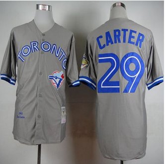 Mitchell And Ness 1992 Toronto Blue Jays #29 Joe Carter Grey Stitched Baseball Throwback Jersey Mitchell And Ness 1992 Toronto Blue Jays #29 Joe Carter Grey Stitched Baseball Throwback Jersey