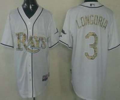 Tampa Bay Rays 3 Evan Longoria White Cool Base MLB Jersey Camo Number Tampa Bay Rays 3 Evan Longoria White Cool Base MLB Jersey Camo Number